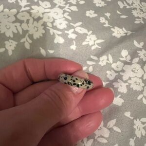 Dalmatian Jasper Band Ring, polished stone, size 9.25, new without tags